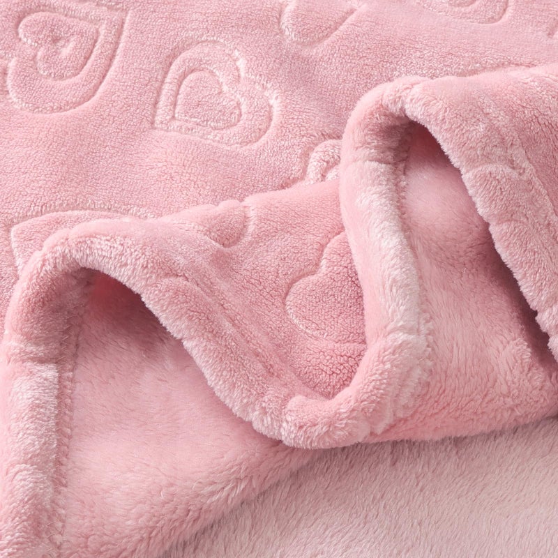 BORITAR Baby Blanket with Heart Design for Girls Ultra Soft Fleece Warm and Lightweight Blankets for Infant Toddler Newborn, 30x40 Inch, Blush Pink - Image 4
