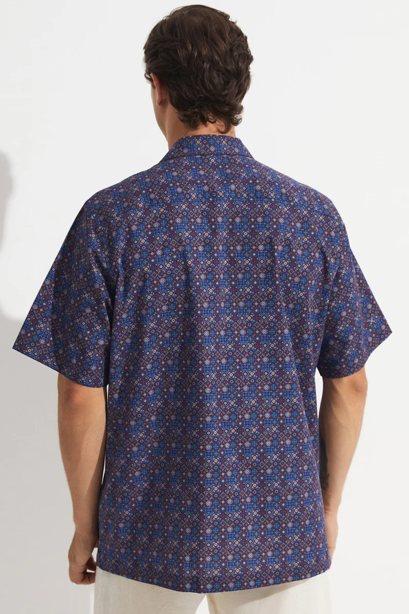 جون Exclusive Men's Oversize Short Sleeve Patterned Shirt