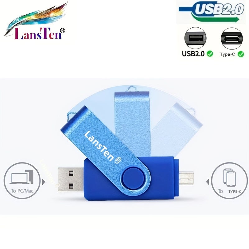 ذاكرة USB سعة 16 جيجابايت من Lansten، محرك أقراص USB C مزدوج USB 2.0، أسود، لتخزين الصور - Image 5