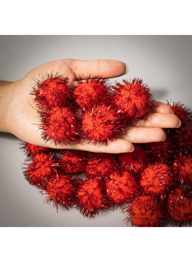 VAPKER 30 Piece 1.5" Red Color Sparkle Balls Cat'S Favorite Toy Tinsel Pom Poms Glitter - Image 4