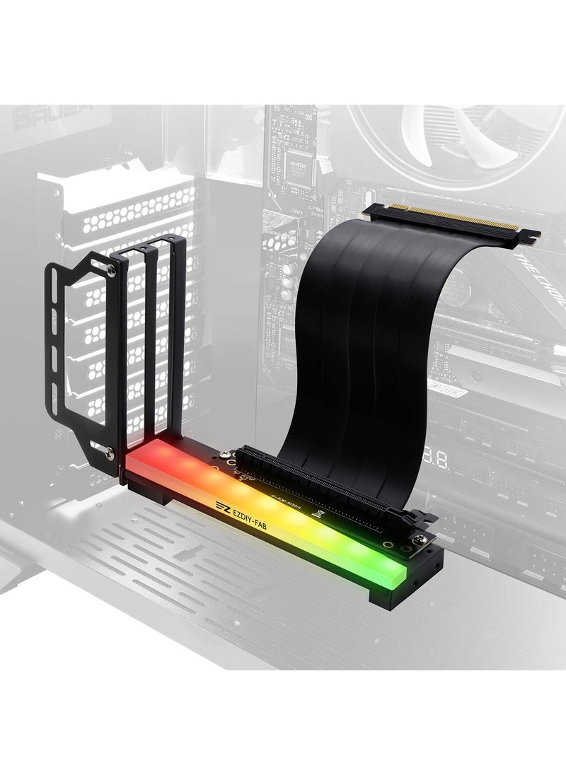 EZDIY-FAB EZDIY-FAB Vertical Graphics Card Holder Bracket with ARGB 5V 3Pin LED,GPU Mount,Video Card VGA Support Kit with PCIE3.0 Riser Cable- Black  - Image 1