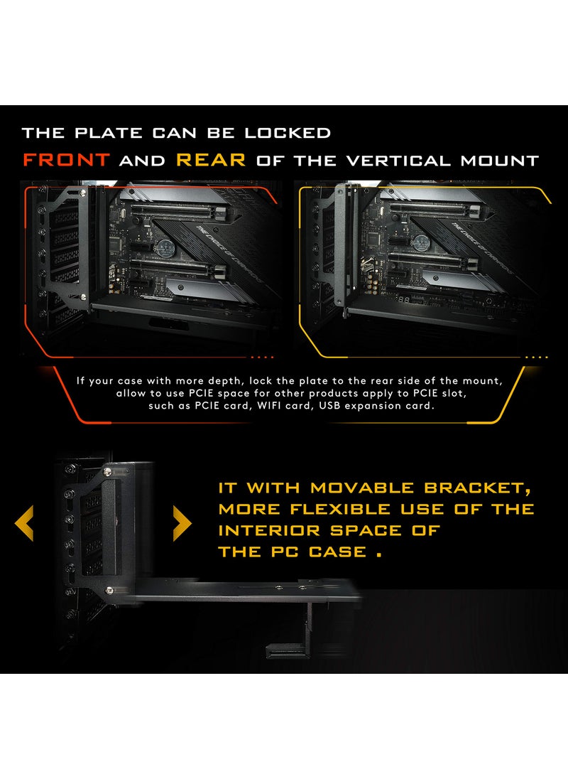 EZDIY-FAB EZDIY-FAB Vertical Graphics Card Holder Bracket with ARGB 5V 3Pin LED,GPU Mount,Video Card VGA Support Kit with PCIE3.0 Riser Cable- Black  - Image 2