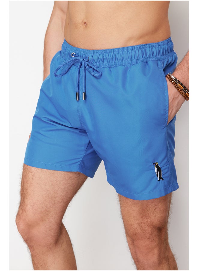 trendyol - Blue Men's Penguin Embroidered Swim Shorts TMNSS24DS00013 - Image 1
