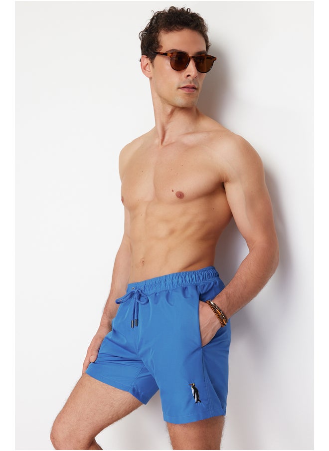 trendyol - Blue Men's Penguin Embroidered Swim Shorts TMNSS24DS00013 - Image 1