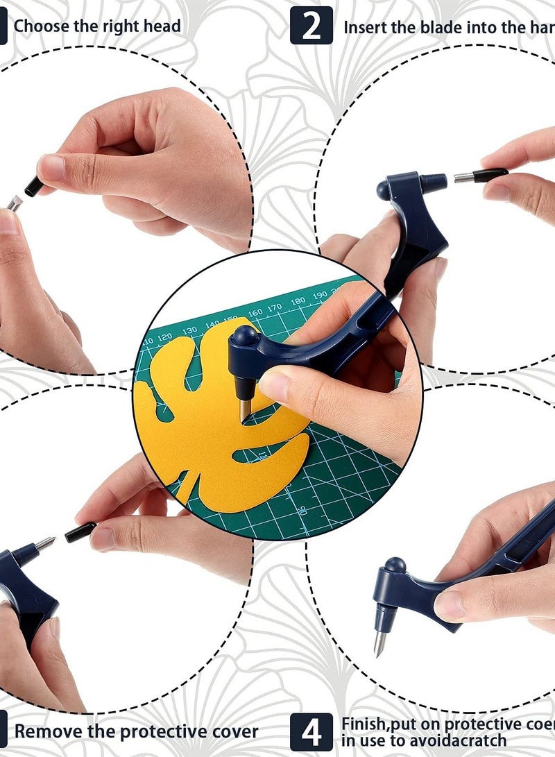 KASTWAVE أدوات قطع حرفية بزاوية 360 درجة أداة قطع حرفية جيروسكوبية قطع سكين فني دقيق سكاكين حرفية من الفولاذ المقاوم للصدأ مع أداة قطع فنية بزاوية 360 درجة لاستنسل قطع الورق الحرفية - Image 2
