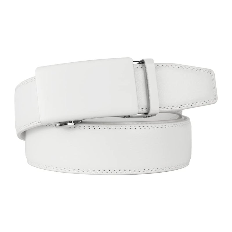 Lavemi Men's Real Leather Ratchet Dress Casual Belt, Cut to Exact Fit,Elegant Gift Box(55-44308 White Leather) - Image 2