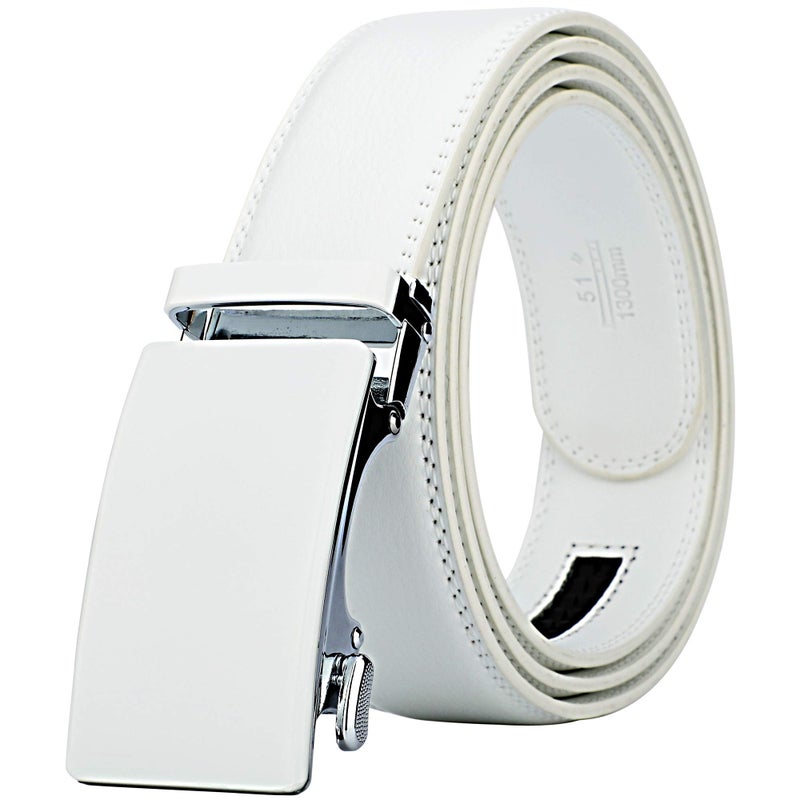 Lavemi Men's Real Leather Ratchet Dress Casual Belt, Cut to Exact Fit,Elegant Gift Box(55-44308 White Leather) - Image 1
