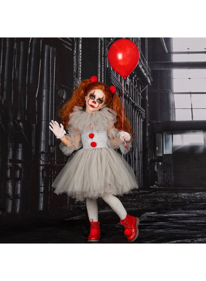 HI-FINE Kids Horror Movie Clowns Cosplay Costume Set for Girls Halloween Party Dress Up Tutu Dress - Image 1