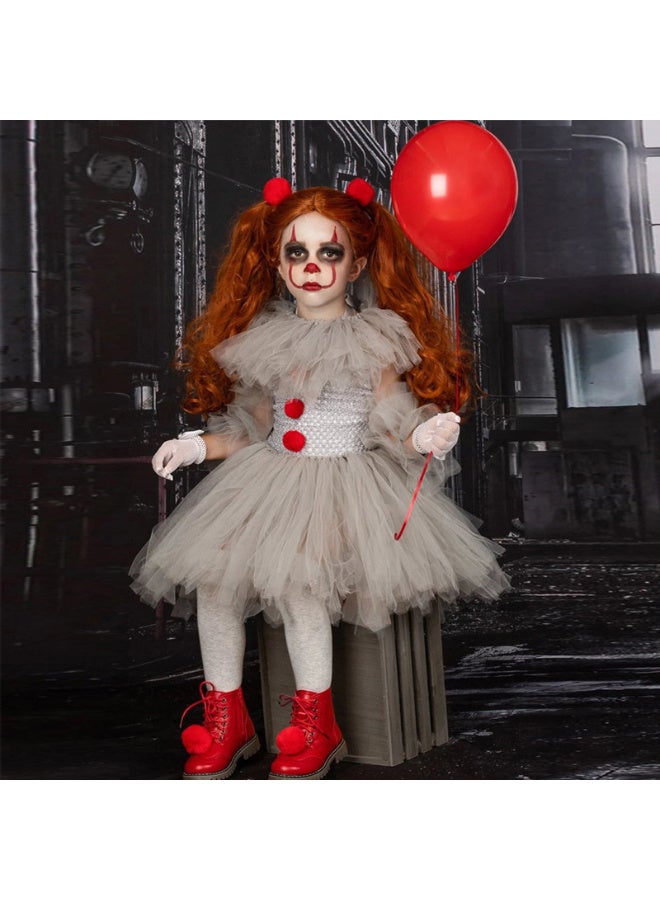HI-FINE Kids Horror Movie Clowns Cosplay Costume Set for Girls Halloween Party Dress Up Tutu Dress - Image 2