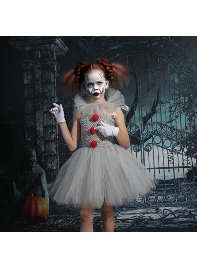 HI-FINE Kids Horror Movie Clowns Cosplay Costume Set for Girls Halloween Party Dress Up Tutu Dress - Image 3