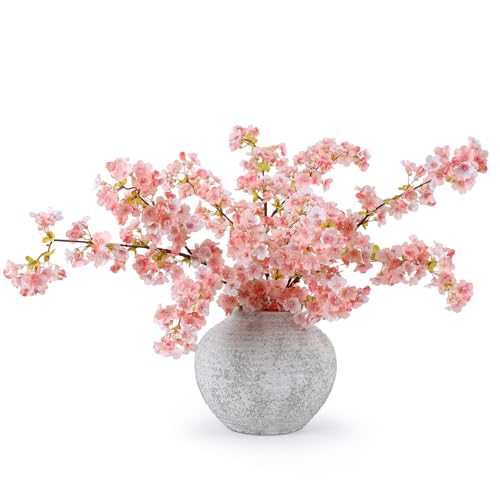 mizii 3Pcs Artificial Pink Cherry Blossom Branches 40 Fake Silk Cherry Blossoms Flowers with Long Stem for Wedding Decorations Table Centerpieces Vase Arrangement Home Decor Pink - Image 1