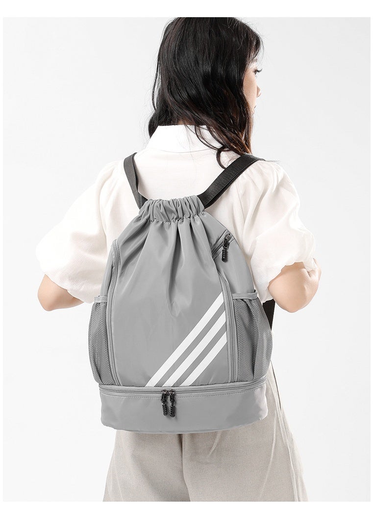 ساكن كken Sport Backpack -Large Capacity -Women's Fitness bagg -Sports bag-Ring Design -Lightweight and waterproof -Make Your Travel أكثر ملاءمة -رمادي - Image 2