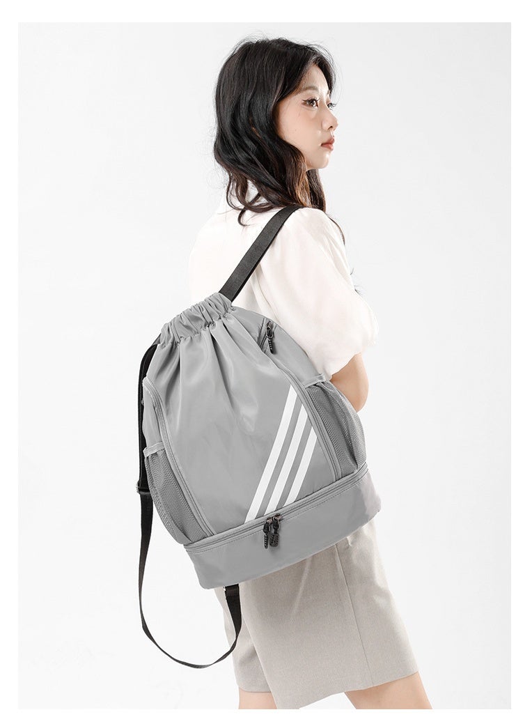ساكن كken Sport Backpack -Large Capacity -Women's Fitness bagg -Sports bag-Ring Design -Lightweight and waterproof -Make Your Travel أكثر ملاءمة -رمادي - Image 3