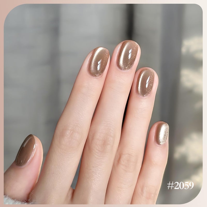 GAOY Forest Sunset Cat Eye Gel Nail Polish Set with Magnet for Holographic Cat Eye, Salon Gel Manicure and Nail Art DIY at Home - Image 3