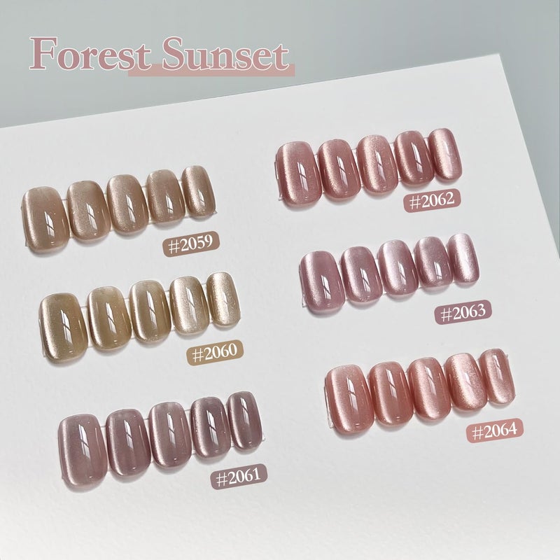 GAOY Forest Sunset Cat Eye Gel Nail Polish Set with Magnet for Holographic Cat Eye, Salon Gel Manicure and Nail Art DIY at Home - Image 2