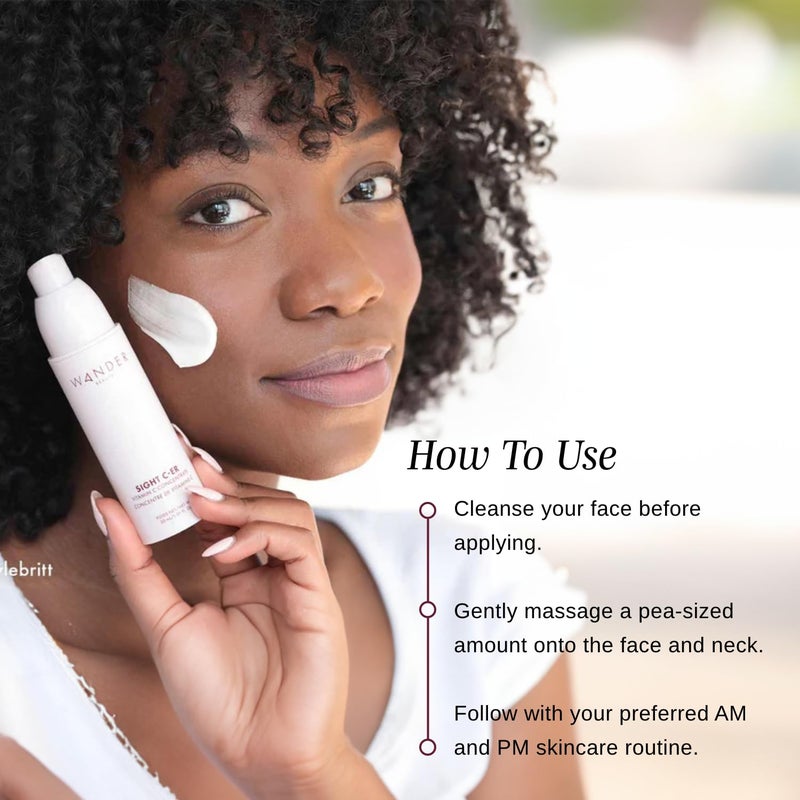 Wander Beauty Sight C-er Vitamin C Concentrate - 20% Vitamin C Cream to Plump, Brighten, & Hydrate Face - Brightening Moisturizer with Vitamin E, Kakadu Plum, Niacinamide, & Hyaluronic Acid - 1.01 oz - Image 4
