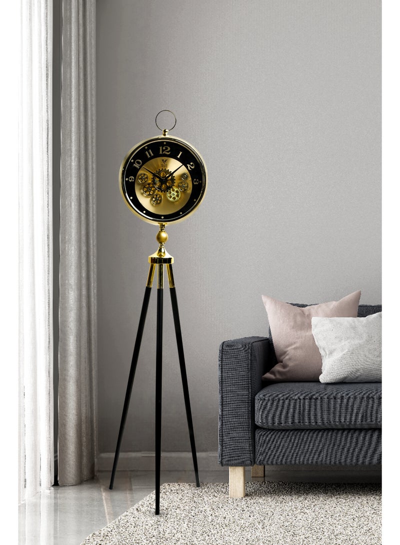 VOGUE VENUE Premium Vintage Tripod Floor Clock | Adjustable Wooden Stand | Antique Style Decorative Standing Clock for Living Room, Office & Home Décor - Image 1