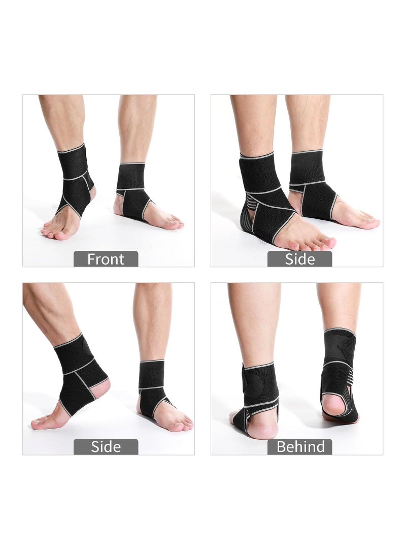 Y&D Ankle Support Brace, Adjustable Compression Braces For Sports Protection, Orthopedic Foot Brace Sprained, Plantar Fasciitis, Tendinitis, Wrap, One Size Women & Men(1Pairs)  - Image 2