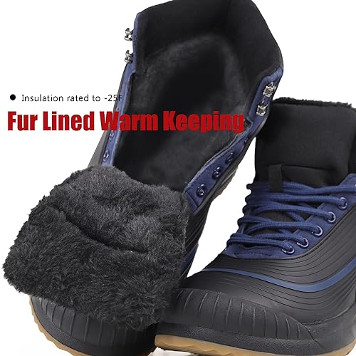 ulogu Snow Boots men Waterproof Insulated Blue Duck Boots Fur Lined Warm Ankle Booties Lightweight Comfortable Winter Walking Shoes Zapatos Botas Invierno Para hombres - Image 4
