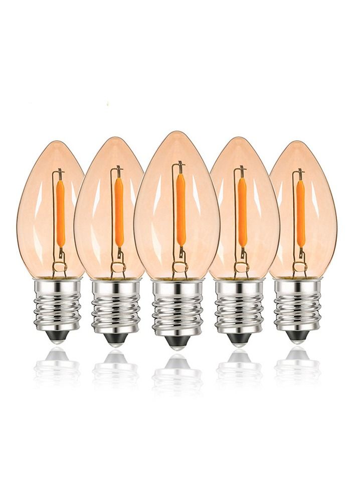 SYOSI E14 LED Bulb, Candle Bulbs 0.5W, Chandelier Bulbs C7 Night Light Bulb Small Edison Screw Vintage Amber Glass Filament Bulb E14 Salt Lamp Bulb 2200K, 5W Equivalent Non-Dimmable (5Pcs Warm White)  - Image 1