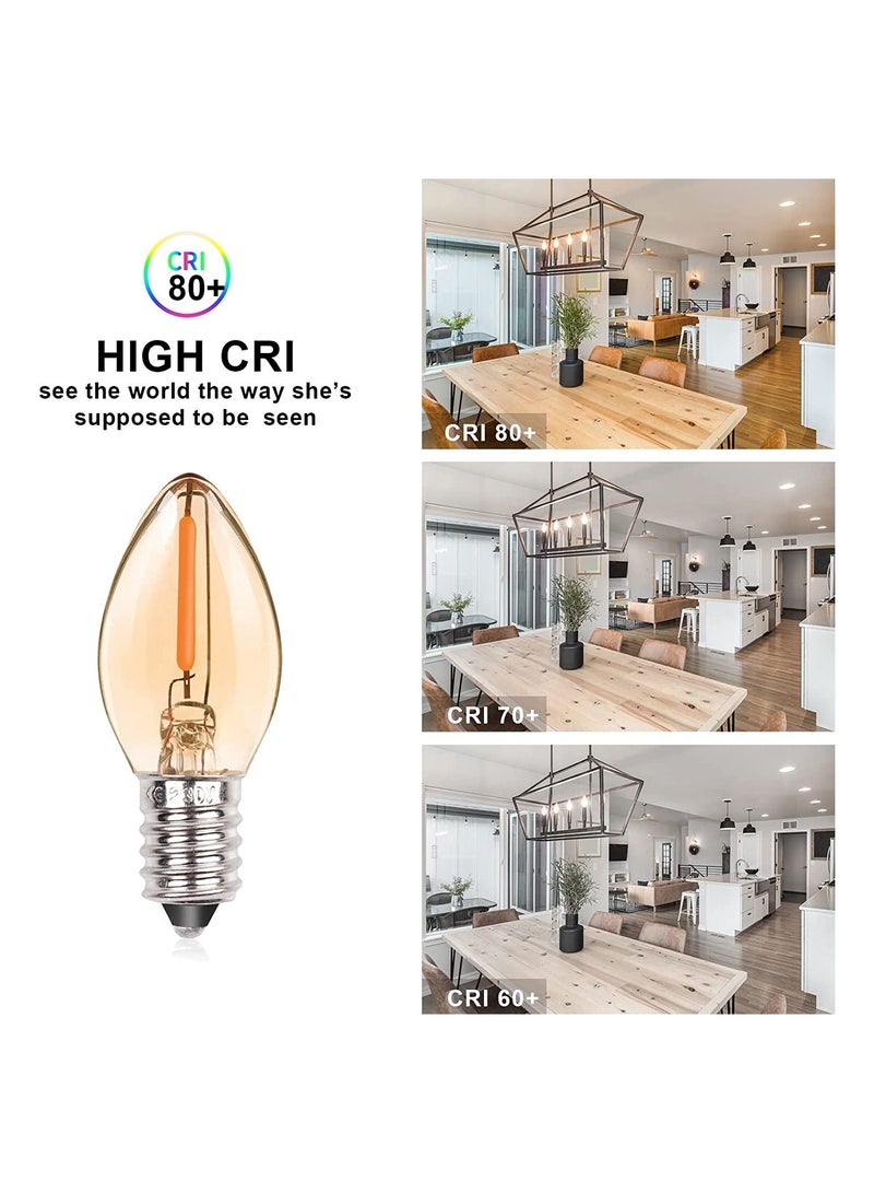 SYOSI E14 LED Bulb, Candle Bulbs 0.5W, Chandelier Bulbs C7 Night Light Bulb Small Edison Screw Vintage Amber Glass Filament Bulb E14 Salt Lamp Bulb 2200K, 5W Equivalent Non-Dimmable (5Pcs Warm White)  - Image 3