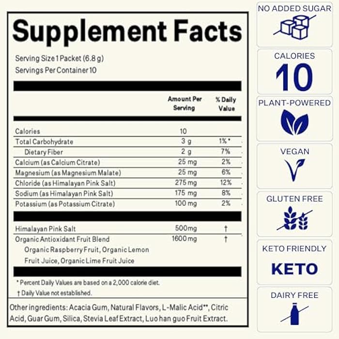 Blueshift Electrolytes - Natural Electrolytes Powder Packets, Organic Hydration Packets, Electrolyte Drink Mix Sticks with No Sugar, Single Serve Pack - Lemon Raspberry Flavor, Powder Sticks (10 Pack) - Image 5