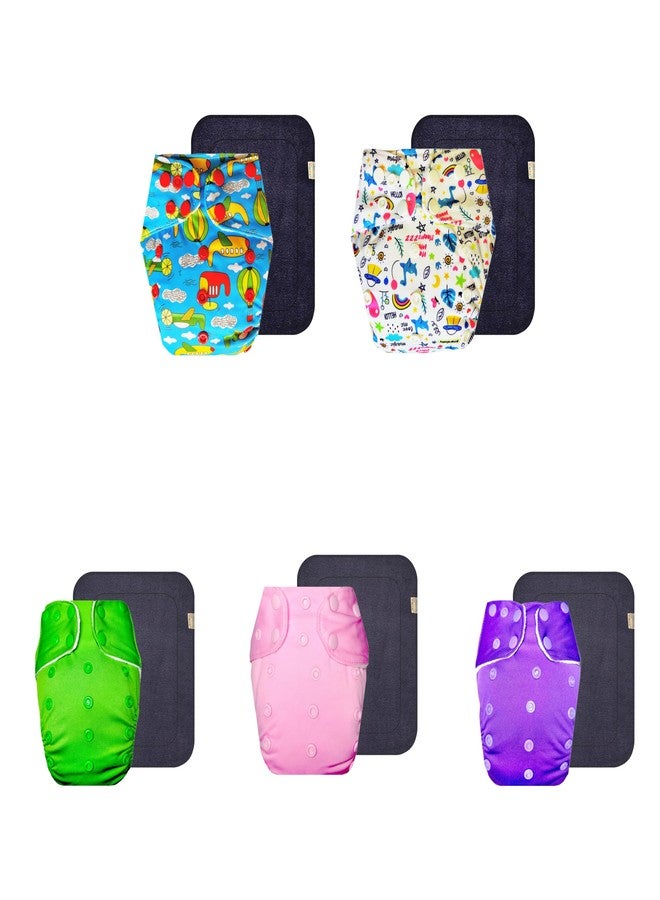 حفاضات دمبلدو القماشية الممتازة مع حشوة رمادية (عبوة من 5) | ناعمة ولطيفة | وسادة ماصة من 6 طبقات | أزرار كبس قابلة للتعديل | ضرورية للاستخدام اليومي | من 3 أشهر إلى 3 سنوات | للجنسين - Image 1