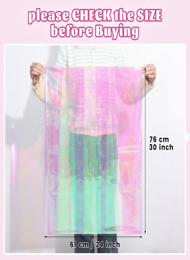 woric Iridescent Cellophane Bags for Gift Baskets 24x30 Inch 3 PCS Easter Large Clear Gift Bags Cellophane Wrap for Easter Basket Stuffers Candy Stuffed Animal Presents Birthday Baby Bridal Shower - Image 2