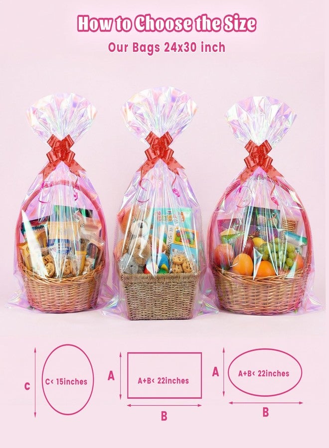 woric Iridescent Cellophane Bags for Gift Baskets 24x30 Inch 3 PCS Easter Large Clear Gift Bags Cellophane Wrap for Easter Basket Stuffers Candy Stuffed Animal Presents Birthday Baby Bridal Shower - Image 4