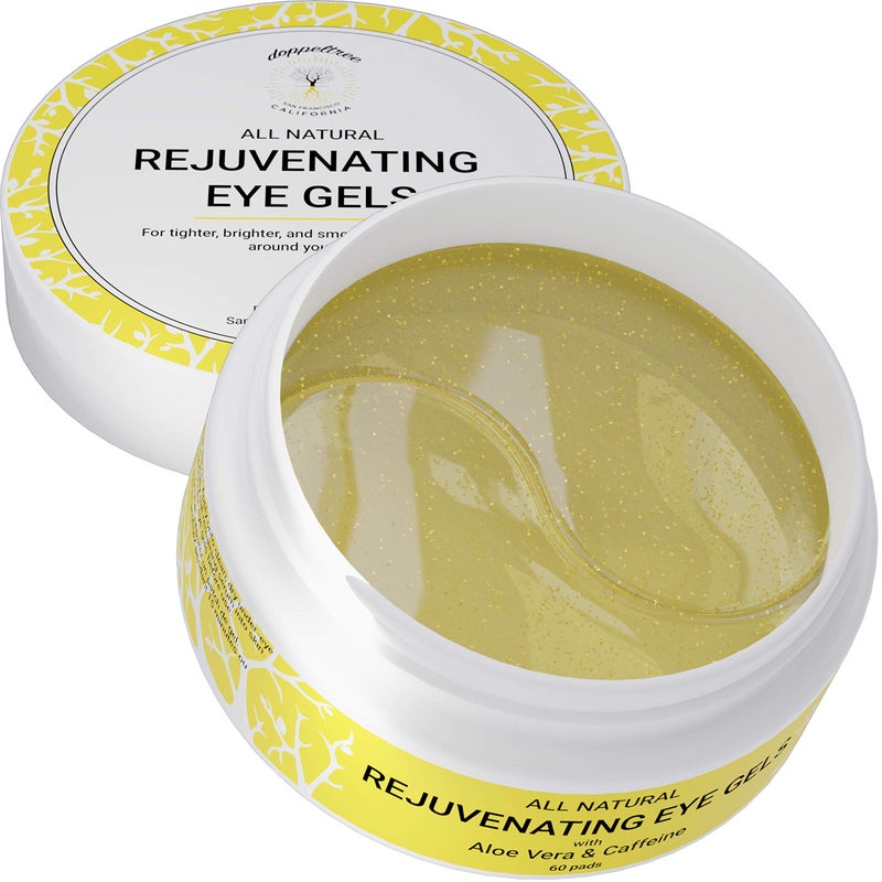 Doppeltree All Natural Caffeine Under Eye Patches  Hydrogel Masks 60 Pads  Anti Aging Treatment for Crow Feet Puffiness Wrinkles Dark Circles Formulated in San Francisco