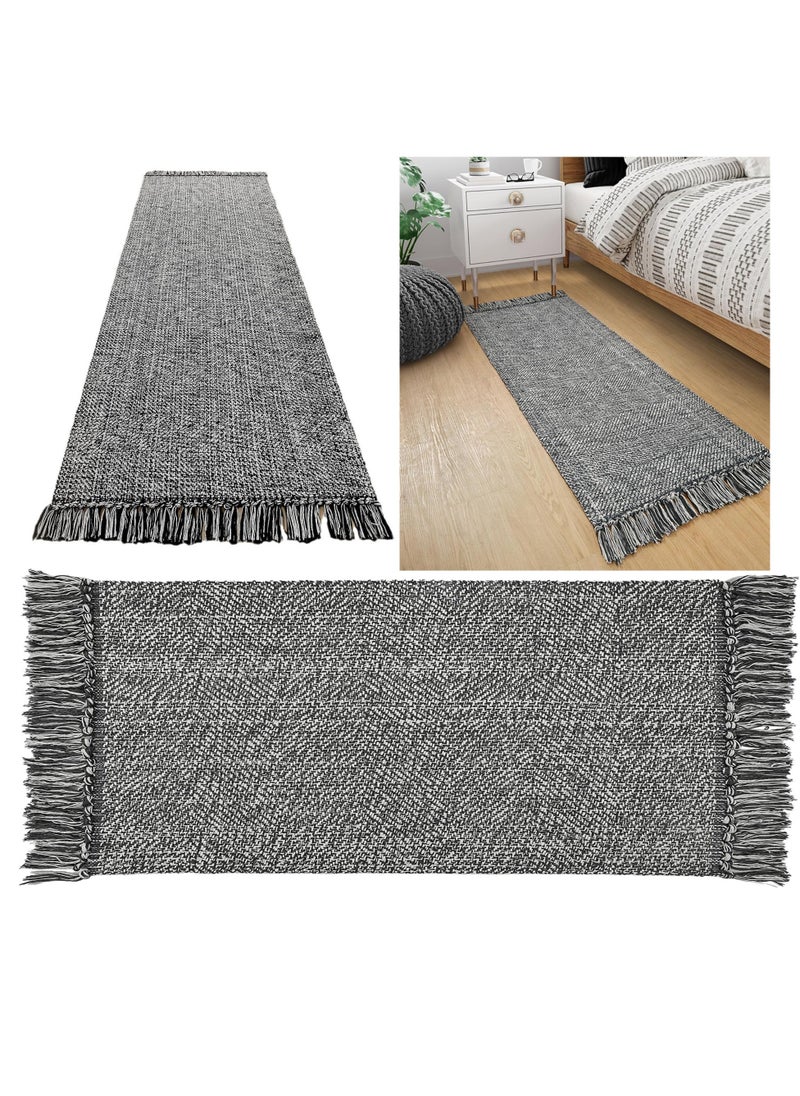 TDAO - Tassel Woven Cotton Floor Rug Carpet, Soft Washable Kitchen Anti-slip Runner Rugs, Contemporary Modern Laundry Room Anti-slip Rugs, Bedroom Mat, Front of Sofa Soft Rug 60CM x 180CM/23.62" x 70.87" - Image 1