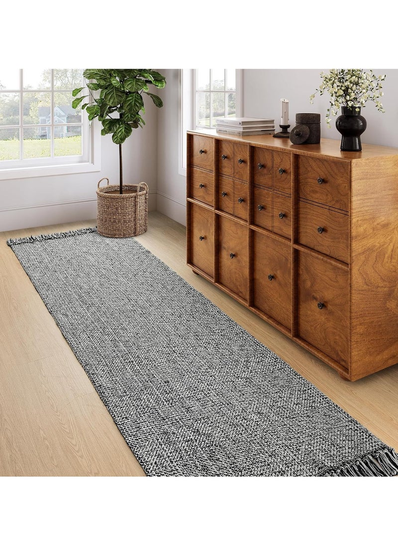 TDAO - Tassel Woven Cotton Floor Rug Carpet, Soft Washable Kitchen Anti-slip Runner Rugs, Contemporary Modern Laundry Room Anti-slip Rugs, Bedroom Mat, Front of Sofa Soft Rug 60CM x 180CM/23.62" x 70.87" - Image 1