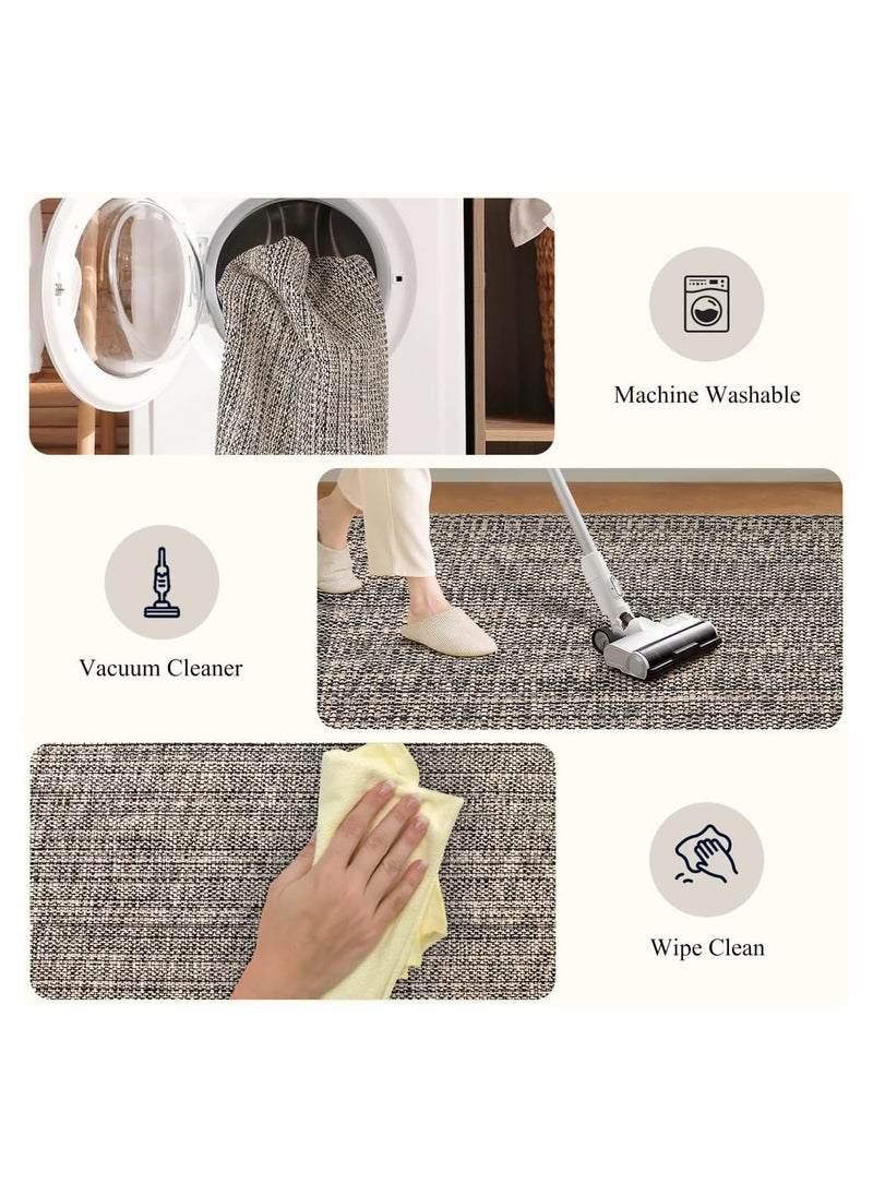 TDAO - Tassel Woven Cotton Floor Rug Carpet, Soft Washable Kitchen Anti-slip Runner Rugs, Contemporary Modern Laundry Room Anti-slip Rugs, Bedroom Mat, Front of Sofa Soft Rug 60CM x 180CM/23.62" x 70.87" - Image 1