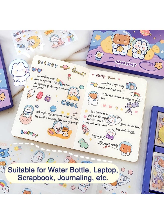 تابيت مجموعة ملصقات تزيين دفتر اليوميات للأطفال، ملصقات يومية بتصميم حيوانات، ملصقات جميلة لتزيين دفتر اليوميات وزجاجة الماء، ملصقات يمكنك صنعها بنفسك (بنفسجي) - Image 5