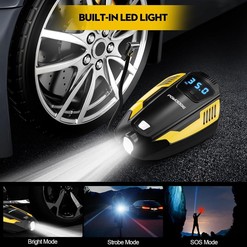 PGNOOGE 150 PSI Car Tyre Inflator, Car Tyre Pump DC 12V Auto-Off, Tyre Inflator for Cars SUV Motorbikes Balls, Tyre Pump with LED Light - Image 5