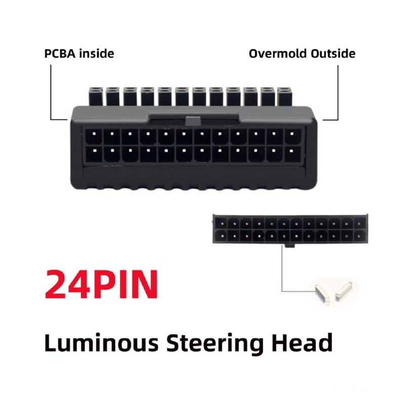 Cablecc Overmold 90 Degree ATX 24Pin Female to 24pin Male Power Adapter Mainboard Motherboard for Desktops PC Supply - Image 3