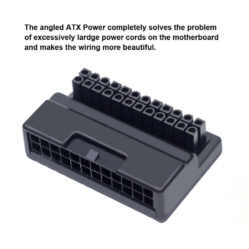 Cablecc Overmold 90 Degree ATX 24Pin Female to 24pin Male Power Adapter Mainboard Motherboard for Desktops PC Supply - Image 5
