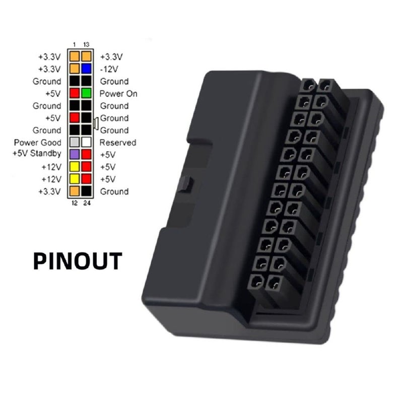 Cablecc Overmold 90 Degree ATX 24Pin Female to 24pin Male Power Adapter Mainboard Motherboard for Desktops PC Supply - Image 4