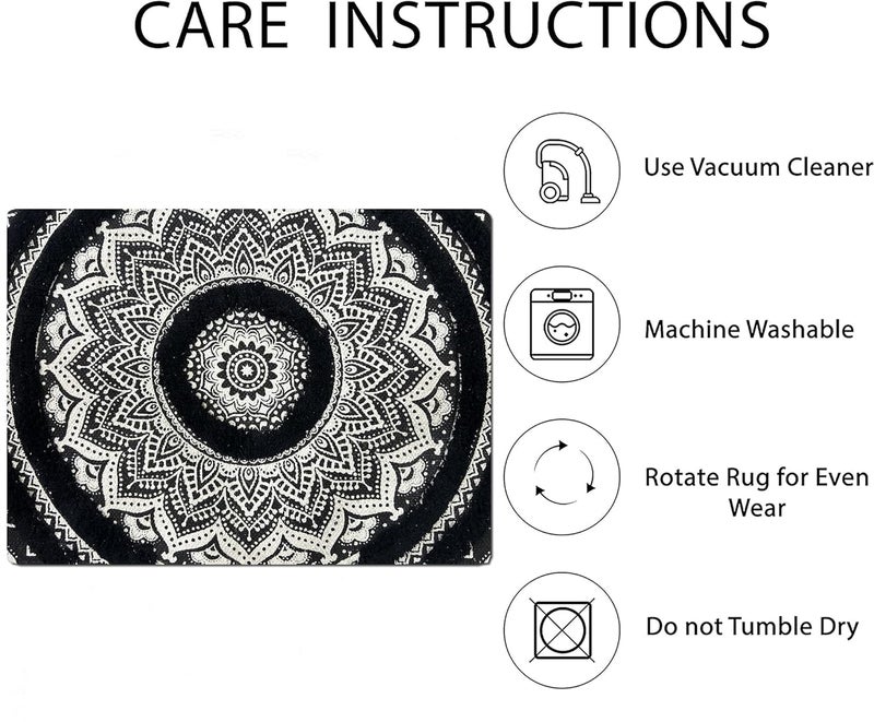 STONEMUNK ® Runner for Living Room | 22x60 Inch | Indoor Floor Rugs for Bedroom | Suitable for Home or Office | Runner for Kichen | Machine Washable Carpet | Cotton Runner - (Black - T (Circle)) - Image 2