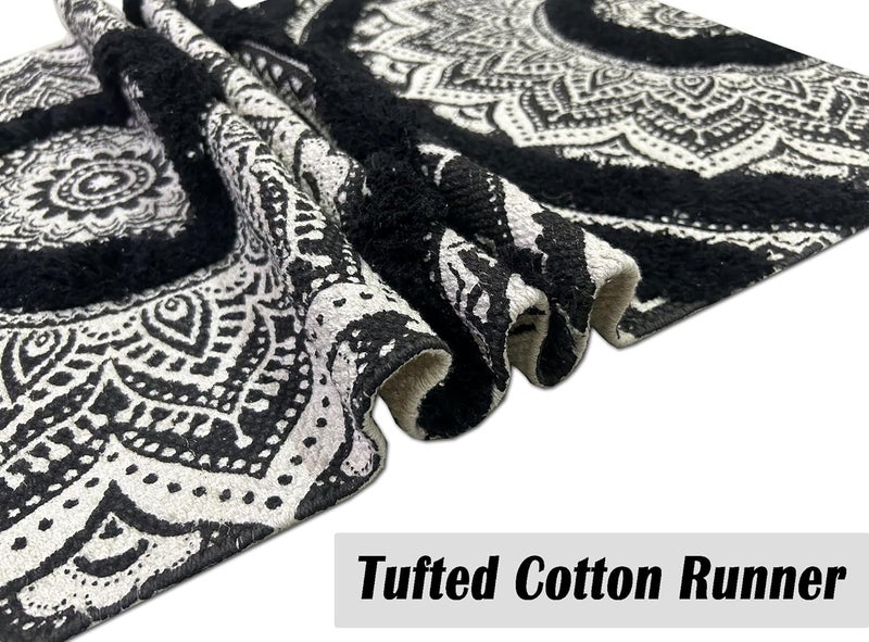 STONEMUNK ® Runner for Living Room | 22x60 Inch | Indoor Floor Rugs for Bedroom | Suitable for Home or Office | Runner for Kichen | Machine Washable Carpet | Cotton Runner - (Black - T (Circle)) - Image 4