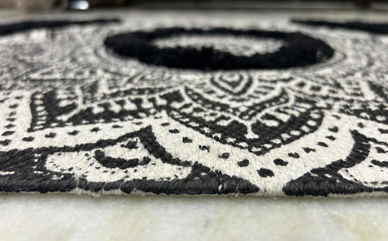 STONEMUNK ® Runner for Living Room | 22x60 Inch | Indoor Floor Rugs for Bedroom | Suitable for Home or Office | Runner for Kichen | Machine Washable Carpet | Cotton Runner - (Black - T (Circle)) - Image 5