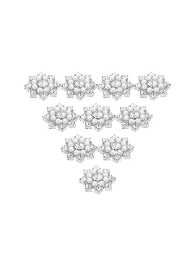Generic 50pcs Crystal Snowflake Pearl Rhinestone Applique Embellishments for ons Brooches Crafts Jewelry Making Headband Dress Hair Clip Decoration Silver  - Image 1