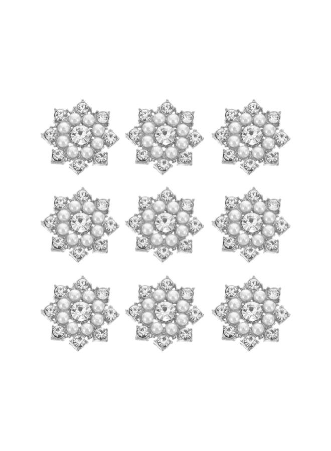 Generic 50pcs Crystal Snowflake Pearl Rhinestone Applique Embellishments for ons Brooches Crafts Jewelry Making Headband Dress Hair Clip Decoration Silver  - Image 4