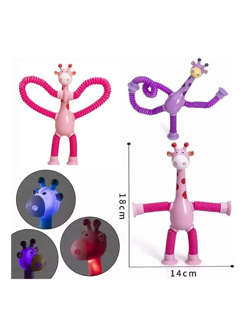 LIXADA 4-Piece Telescopic Suction Cup Giraffe Toy Cartoon Telescopic Pipe Giraffe with Suction Cup Luminous Stretch Tube（Random Color）  - Image 3
