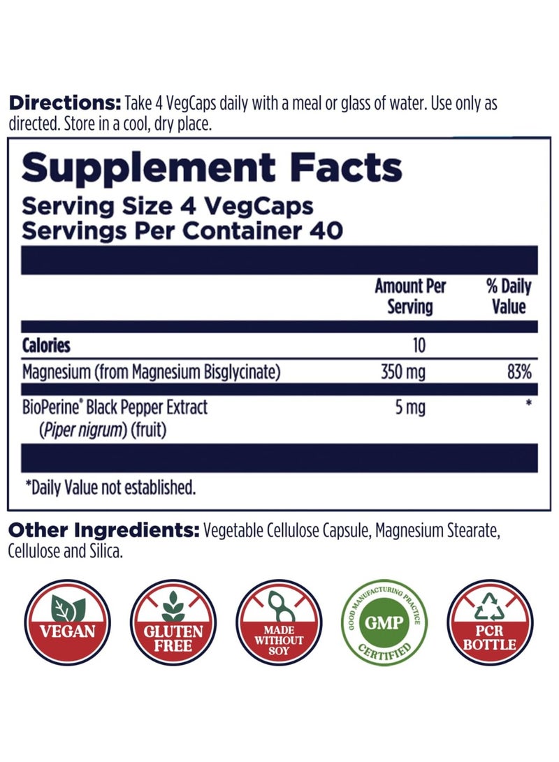 KAL, High Absorption Magnesium Glycinate 350, 160 VegCaps - Image 2