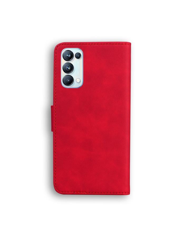 S-TOP Case For OPPO Reno5 Pro 5G Skin Feel Pure Color Flip Leather Phone Case - Image 3