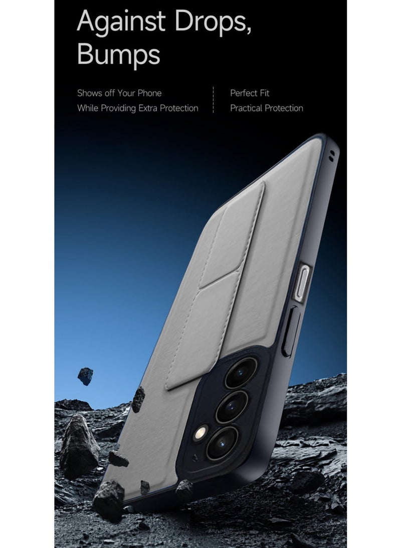 Techie Stylish TPU Silicone Back Cover Case with Magnetic Secure Hand Grip Kickstand for Samsung Galaxy A25 2024 – Gray - Image 3