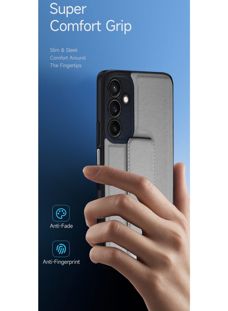 Techie Stylish TPU Silicone Back Cover Case with Magnetic Secure Hand Grip Kickstand for Samsung Galaxy A25 2024 – Gray - Image 2