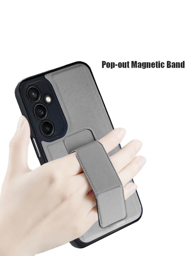 Techie Stylish TPU Silicone Back Cover Case with Magnetic Secure Hand Grip Kickstand for Samsung Galaxy A25 2024 – Gray - Image 5