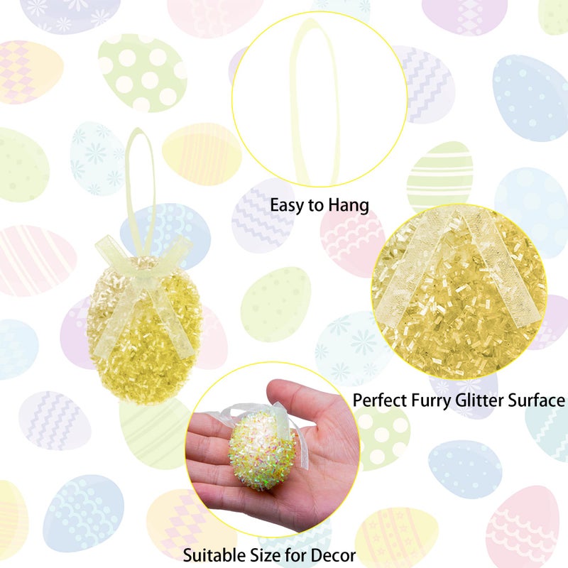 Wehhbtye 30PCS Easter Glitter Hanging Eggs - Colorful Tinsel Easter Egg Ornaments, Spring Foam Hanging Egg Ornament for Tree Christmas Home Party DIY Craft Decoration (Size S) - Image 3